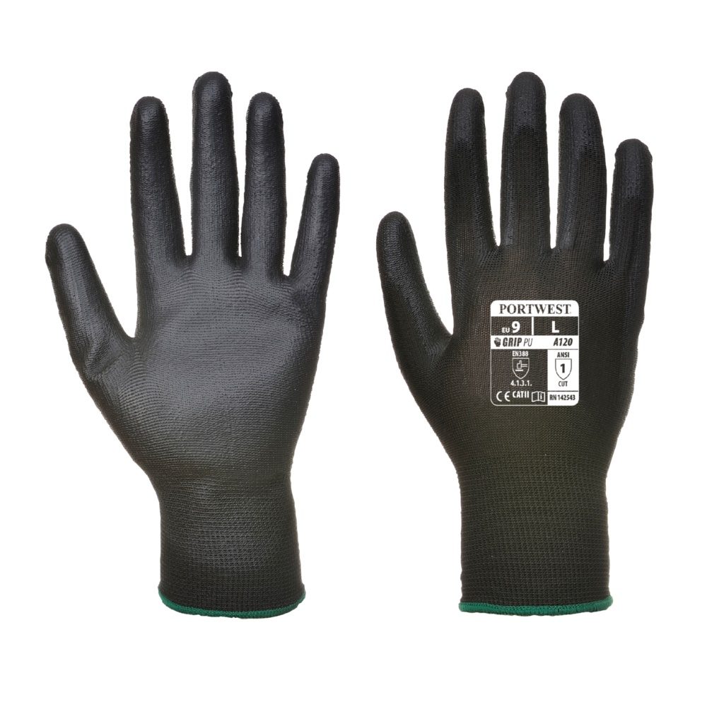Black PU Palm Coated Glove - Size 9