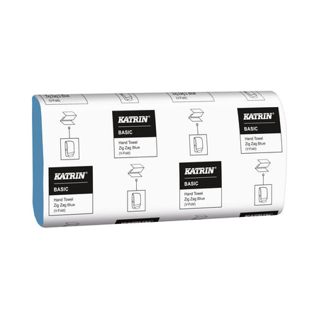 Katrin Basic 362200 Zig Zag V-Fold Hand Towel - 1 Ply - Blue - Pack of 5,000