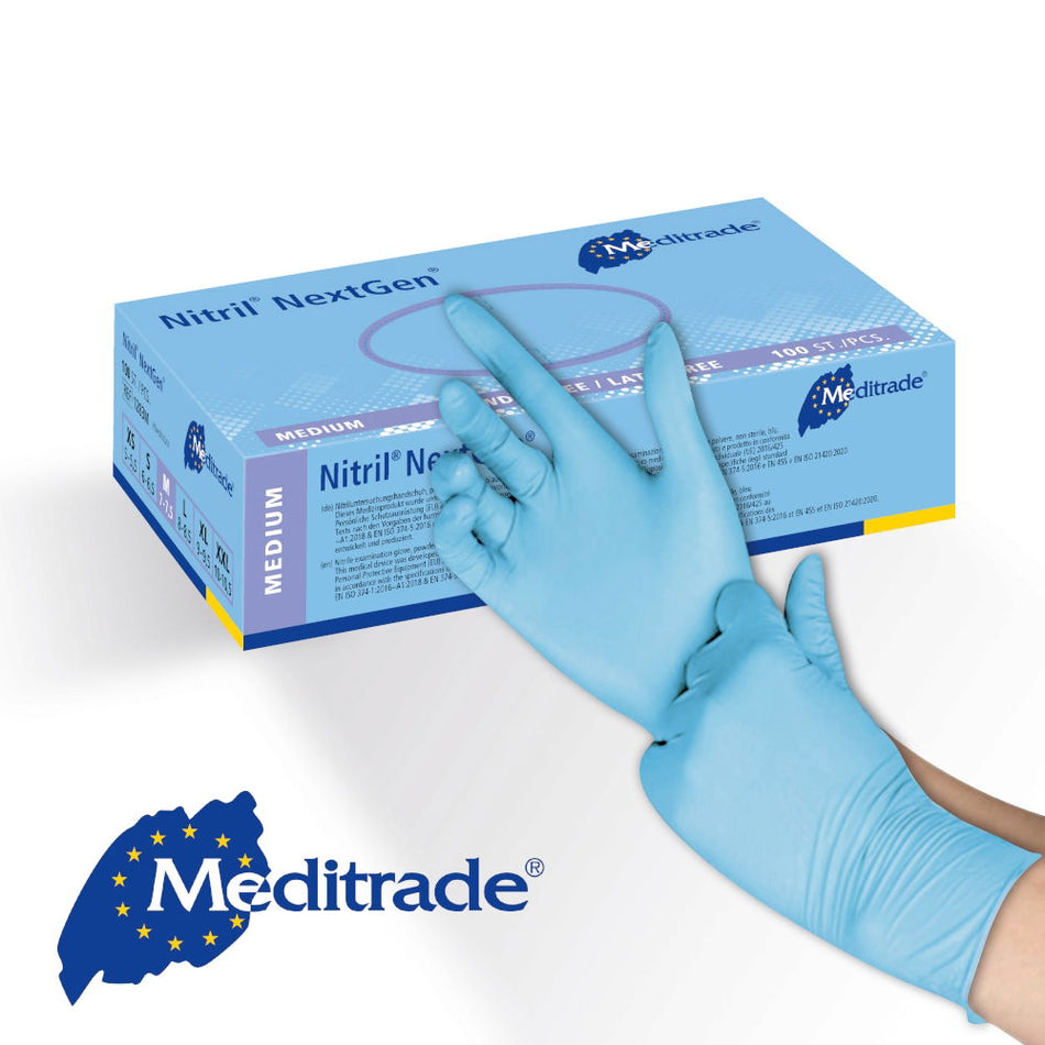Nitrile Blue Powder Free Disposable Gloves - Box of 100 - (S)