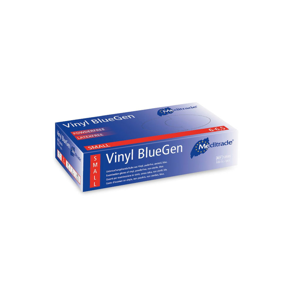 Vinyl Powder Free Disposable Gloves - Blue - Box of 100 - (L)