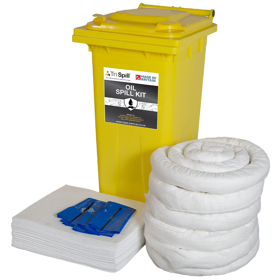 Oil Spill Kit - 120 Litre Supplied in Wheelie Bin
