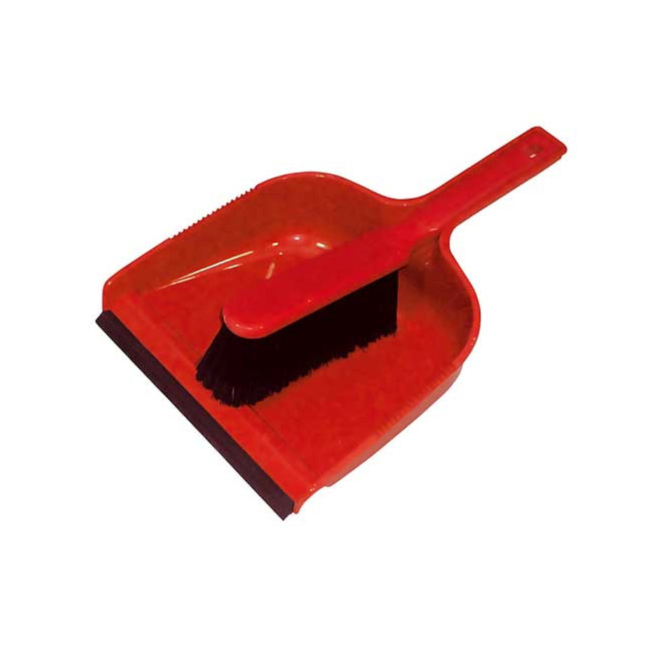 Hygiene Dustpan & Stiff Hand Brush - Red