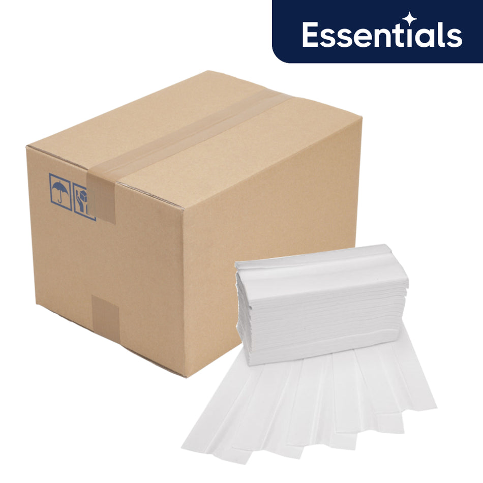 Essential C-Fold Hand Towels - White - Pack of 2,400 - 1 Ply (4 Cases)