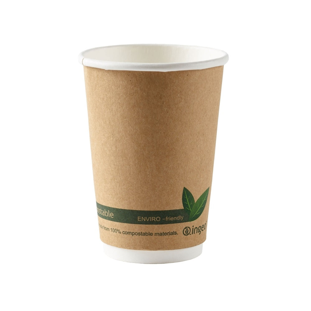 Kraft Compostable Double Wall Cup 16oz - Case of 500