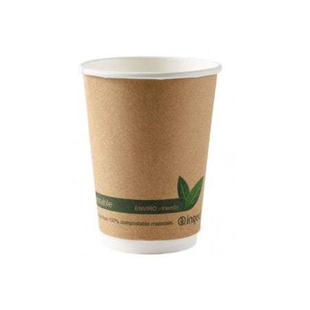 Kraft Compostable Double Wall Cup 12oz - Case of 500