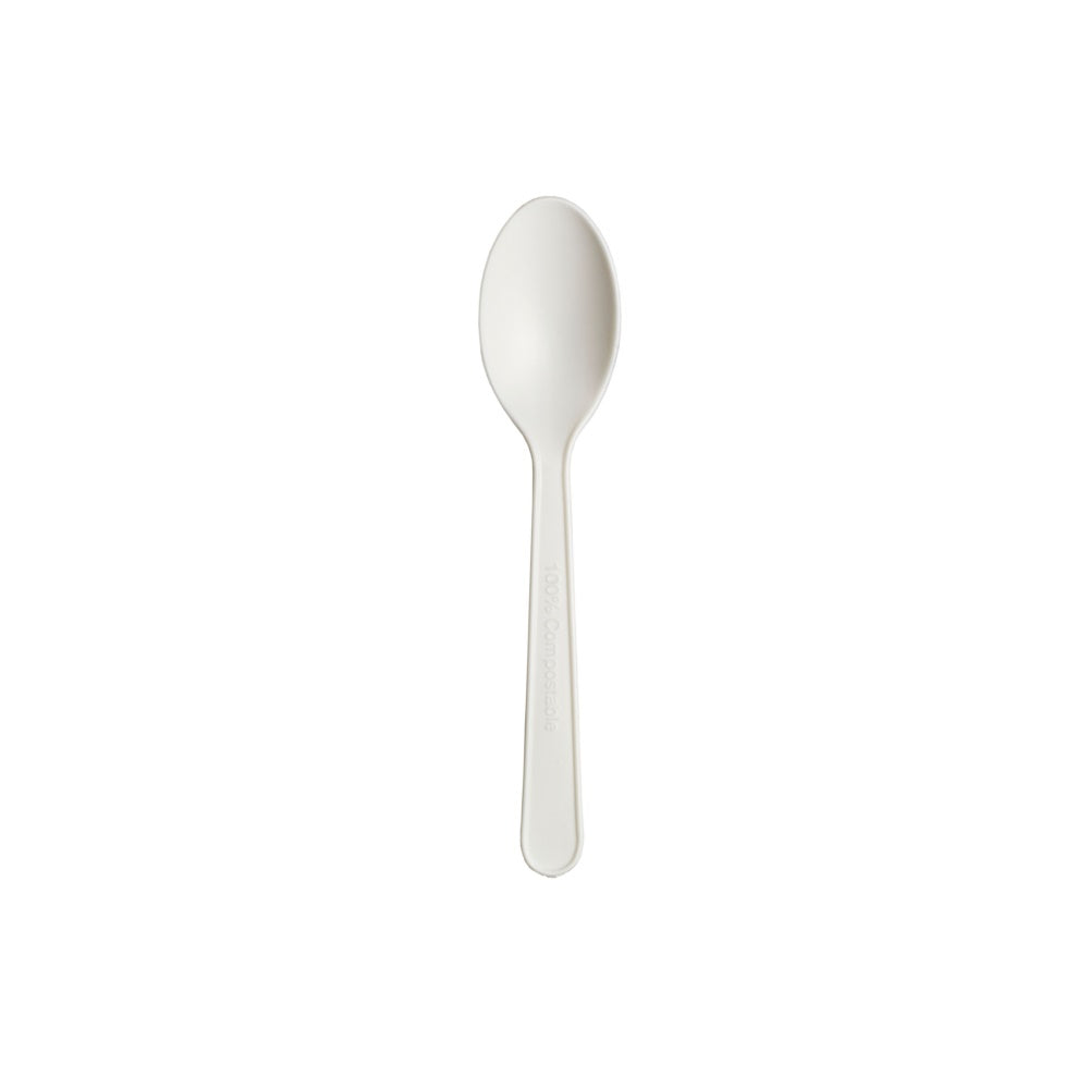 CPLA Compostable 126mm Teaspoon - White - Pack of 50