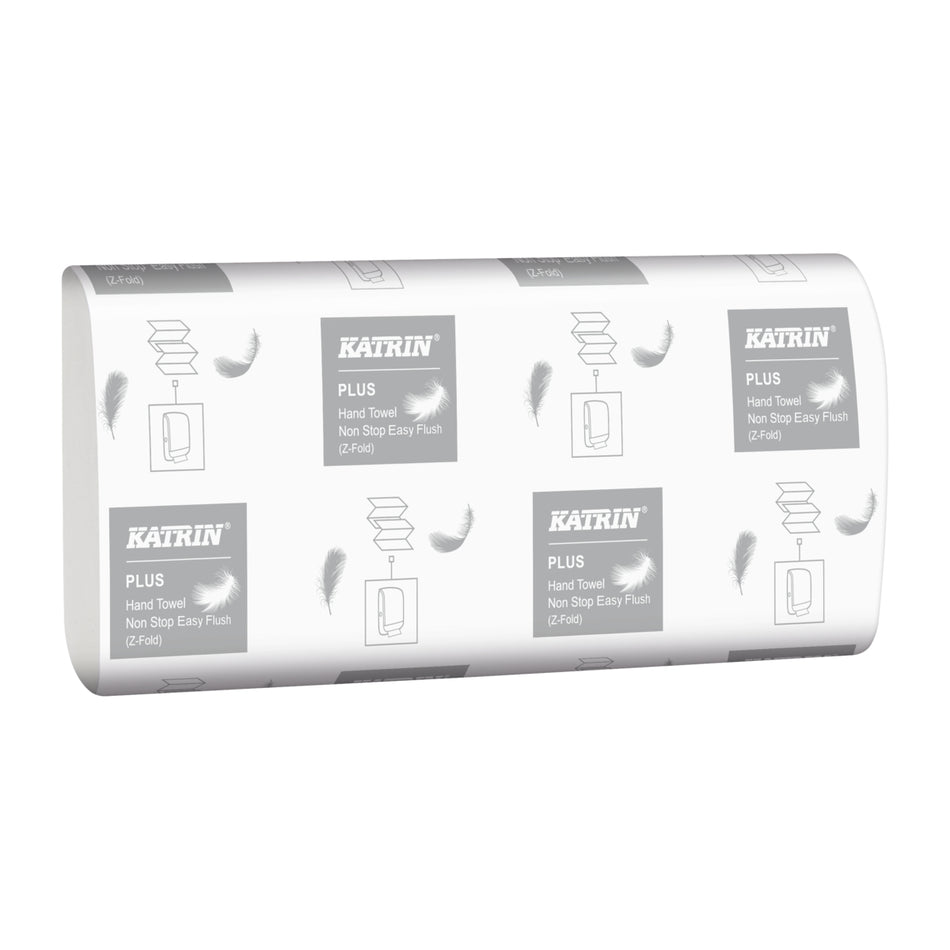 Katrin Plus 61624 M2 Z-Fold Easy Flush Hand Towel - 2 Ply - Bright White - Pack of 2,400