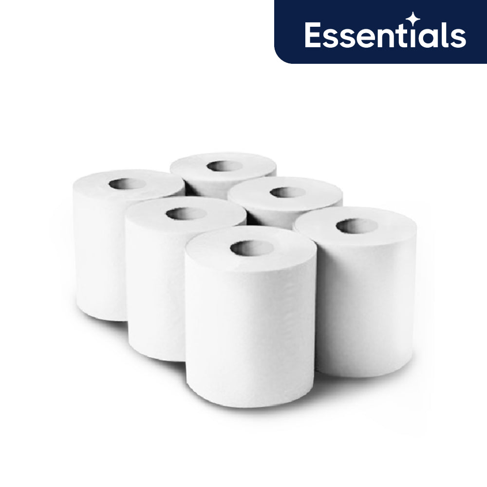 Essential Centrefeed Hand Towels - 70m – White – Pack of 6