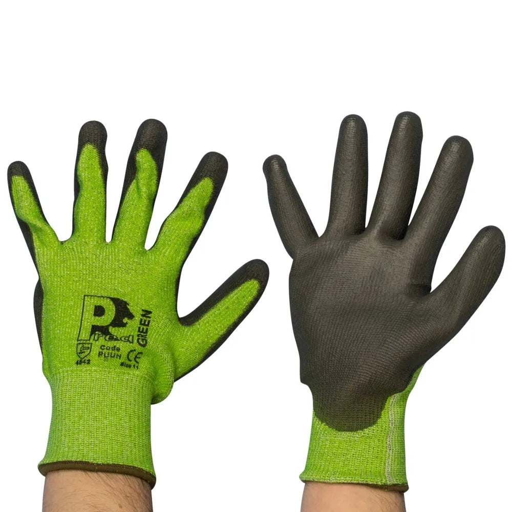 Coloursafe Green Cut Level C - PU Glove - Size 9