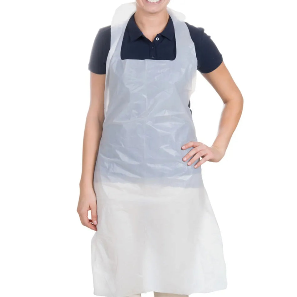 Disposable Apron 10 Micron Flat Pack - White - Pack of 100
