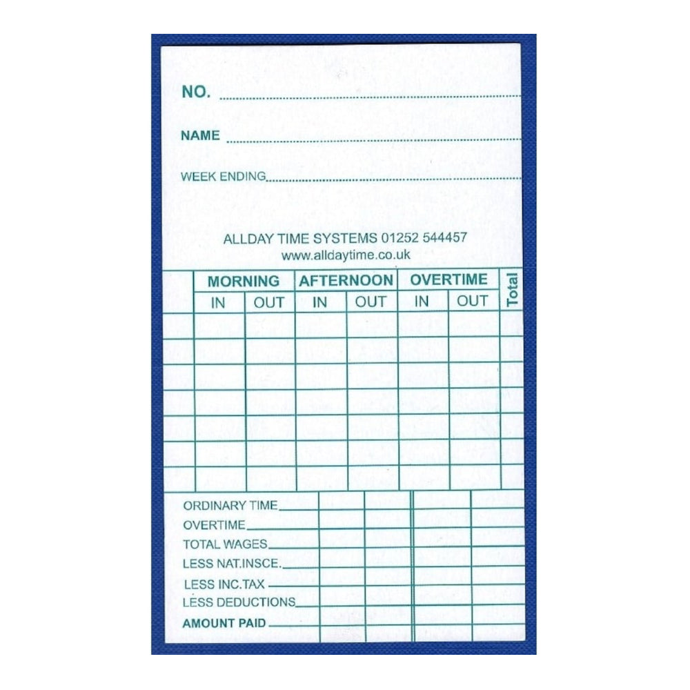 Clock Card - 85.5 x 140mm - Pack of 1000