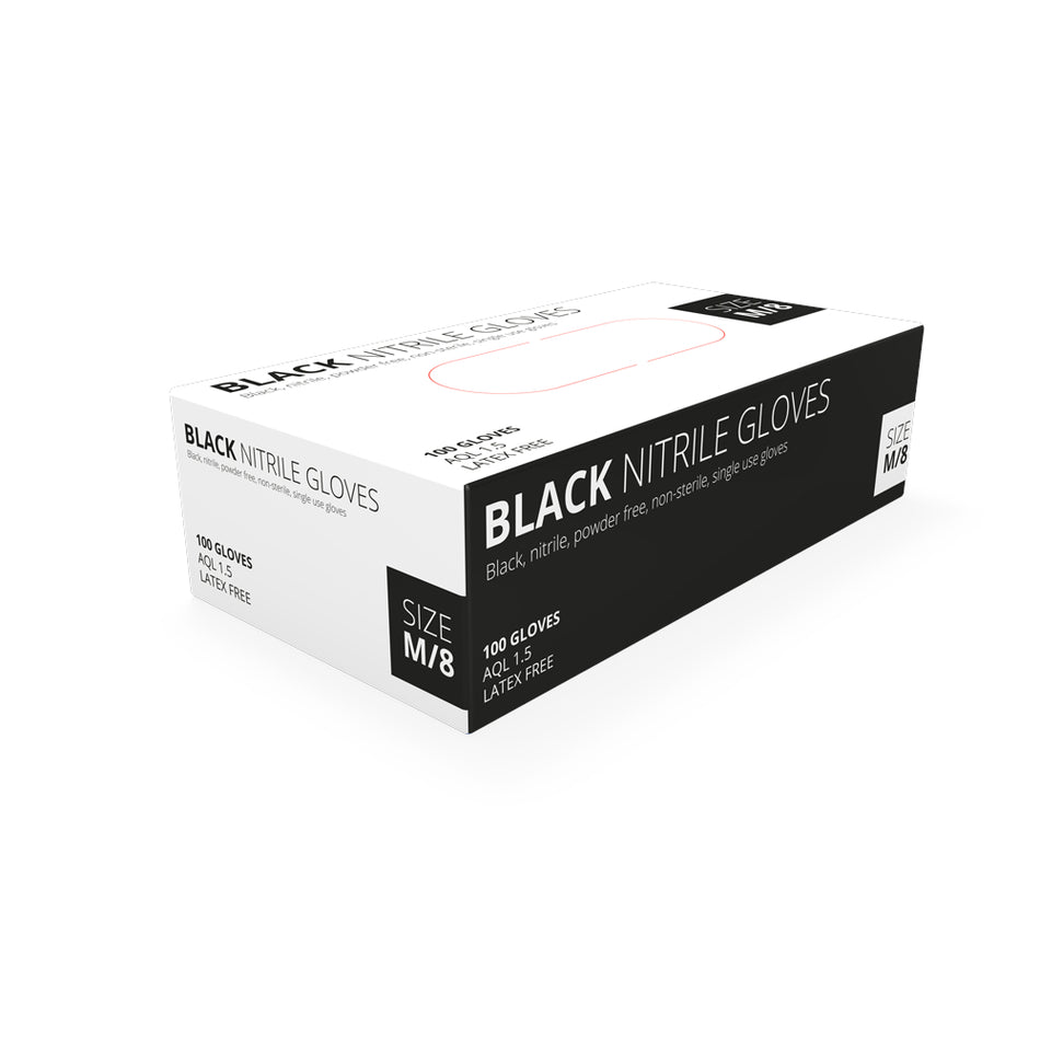 Nitrile Black Powder Free Disposable Gloves - Box of 100 - (L)
