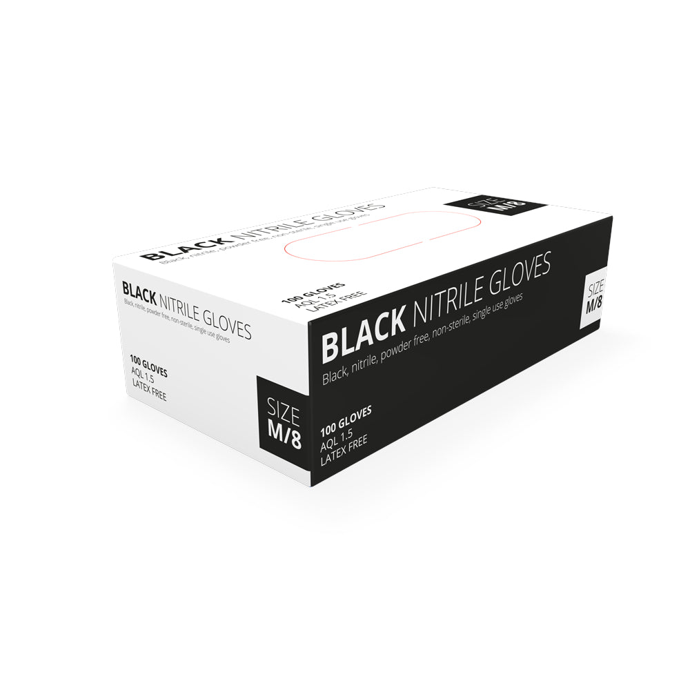 Nitrile Black Powder Free Disposable Gloves - Box of 100 - (S)