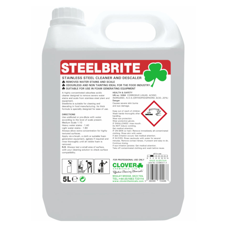 Clover Steelbrite Stainless Steel Cleaner & Descaler - 5 Litre