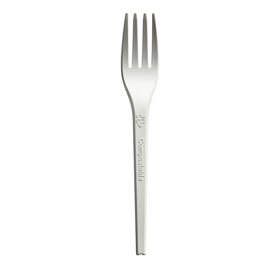 CPLA Compostable 175mm Fork - White - Pack of 50